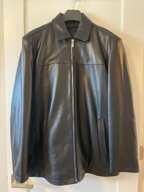Wilsons Leather Black Zip-Front Bomber Jacket